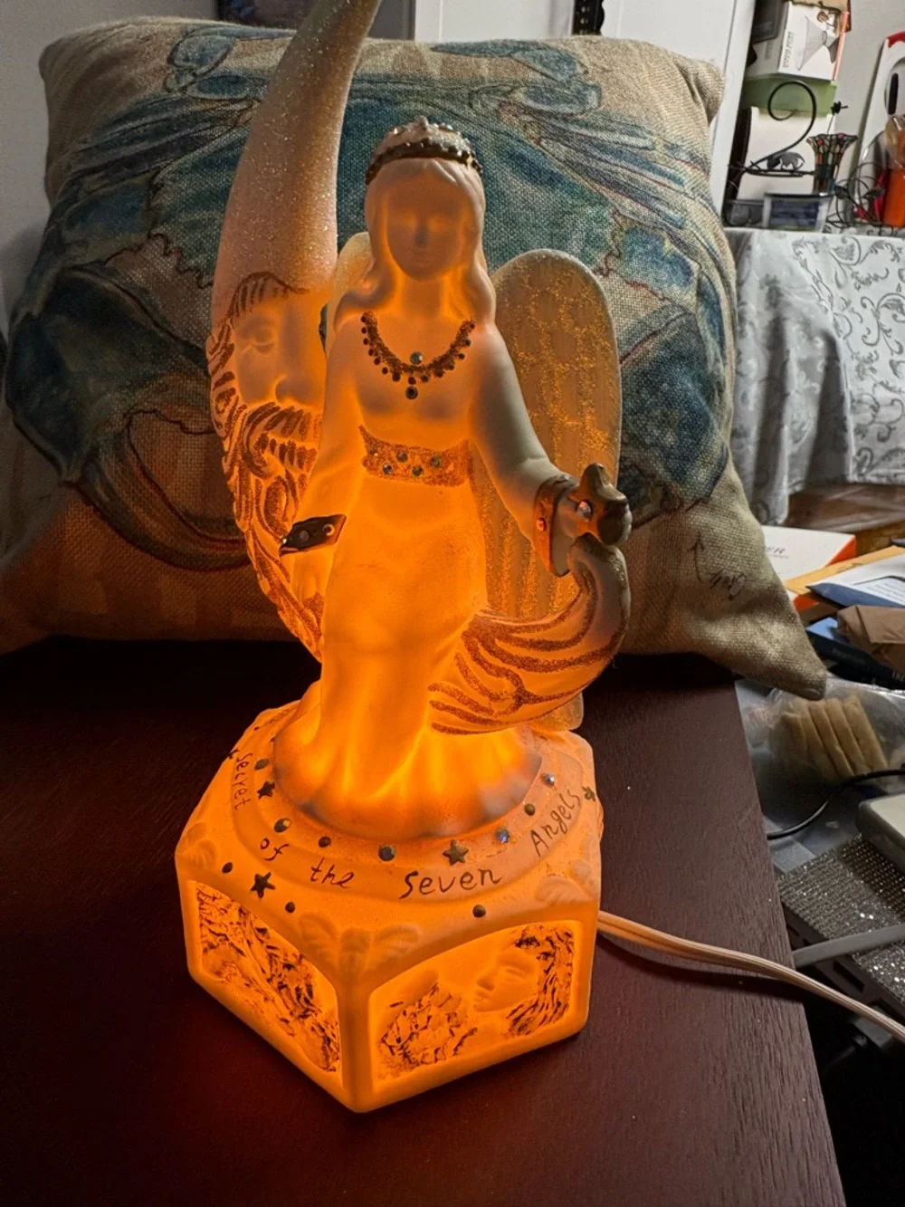 Ivory and Gold Angel Night Light Home Accents new